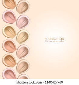 Smears of foundation for face. Smear make-up cream drops, vector illustration. A realistic liquid tone. Cosmetic liquid vector elements.