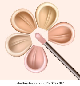 Smears of foundation for face. Smear make-up cream drops, vector illustration. A realistic liquid tone. Cosmetic liquid vector elements. Abstract flower from cosmetic cream smears.