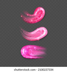 Smears of liquid lipstick, nail polish or paint set, vector illustration