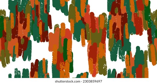 Smears of old paint, strokes, paint brush, gouache, old wall. Trendy grunge texture. Vector seamless pattern. For print, fabric, design, wallpaper, packaging, paper