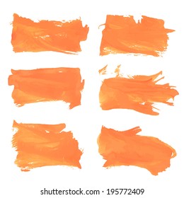 Smears orange liquid paint on a white background 2