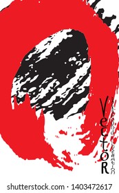 Smears of red and black paint with a dry brush. Template for cover, flyer, poster. Grunge stains vector abstraction