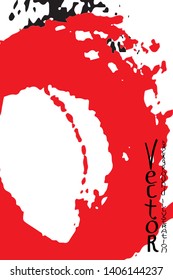 Smears of red and black paint with a dry brush. Template for cover, flyer, poster. Grunge stains vector abstraction