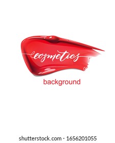 Smears of red  lipstick.Beauty and cosmetics background. Use for advertising flyer, banner, leaflet. Template Vector.