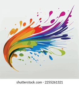 Smears, stains of colored paint on a white background, multicolored colors, rainbow - Vector illustration