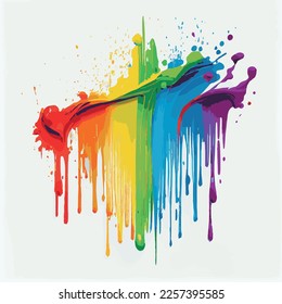 Smears, stains of colored paint on a white background, multicolored colors, rainbow - Vector illustration