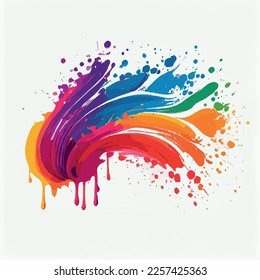 Smears, stains of colored paint on a white background, multicolored colors, rainbow - Vector illustration