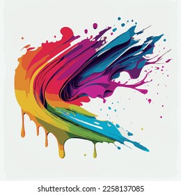 Smears, stains of colored paint on a white background, multicolored colors, rainbow - Vector illustration