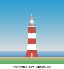 Smeaton's Tower lighthouse in Plymouth. Simplified vector illustration