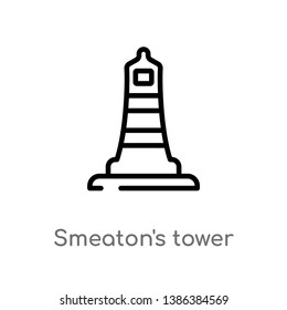smeaton's tower vector line icon. Simple element illustration. smeaton's tower outline icon from nautical concept. Can be used for web and mobile