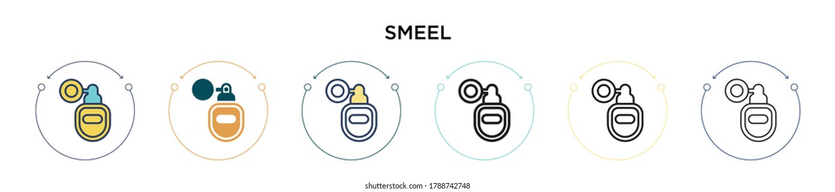 Smeel icon in filled, thin line, outline and stroke style. Vector illustration of two colored and black smeel vector icons designs can be used for mobile, ui, web