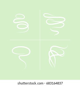 Smell and aroma sign set. Stock vector illustration of odor and scent silhouettes spirals and curved lines.