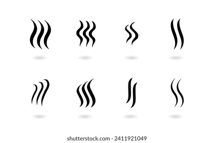 Smell or arome puff vector icon set. Scent logo design elements collection.