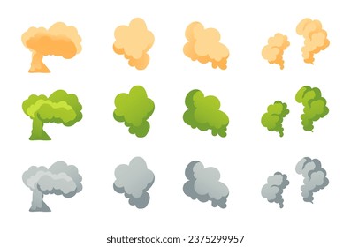 Smell cloud bad stink smelly armpit isolated set. Vector flat graphic design illustration
