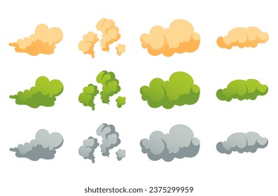 Smell cloud bad stink smelly armpit isolated set. Vector flat graphic design illustration
