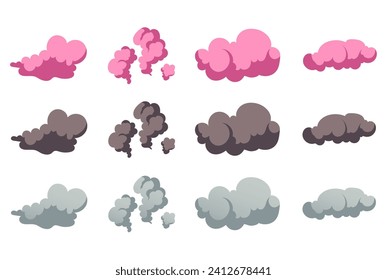 Smell cloud bad stink smelly armpit isolated set. Vector flat graphic design illustration