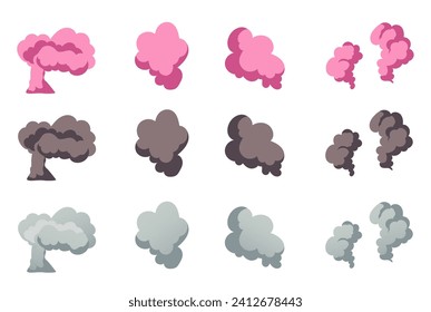 Smell cloud bad stink smelly armpit isolated set. Vector flat graphic design illustration