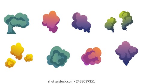 Smell cloud bad stink smelly armpit isolated set. Vector flat graphic design illustration