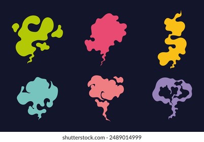 Smell cloud bad stink smelly armpit isolated set. Vector flat graphic design illustration