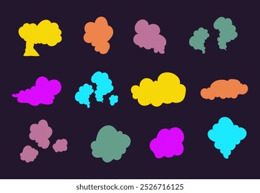 Nube de olor mal apesta oloroso conjunto aislado de la axila. Ilustración de Diseño gráfico plano de Vector