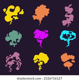 Smell cloud bad stink smelly armpit isolated set. Vector flat graphic design illustration