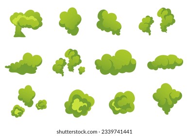 Smell cloud stink poison smoke gas isolated set concept. Vector graphic design illustration