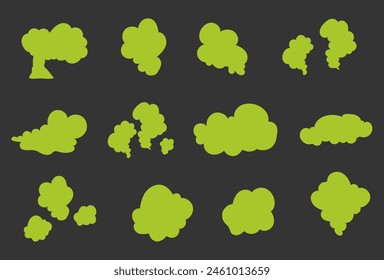 Smell cloud stink poison smoke gas isolated set concept. Vector graphic design illustration	
