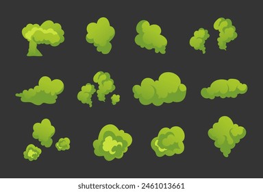 Smell cloud stink poison smoke gas isolated set concept. Vector graphic design illustration	
