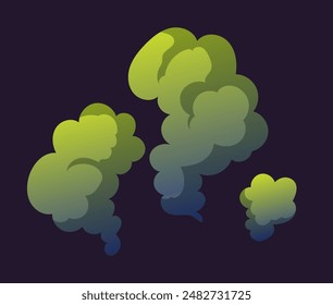 Smell cloud stink poison smoke gas isolated set concept. Vector graphic design illustration	