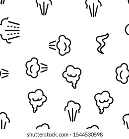 Smell Cloud Vector Seamless Pattern Thin Line Illustration