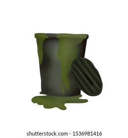 Smell dirty trash and green mood. Vector illustration. Recycle bin.