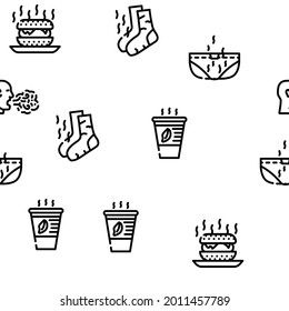 Smell Feel And Sense Vector Seamless Pattern Thin Line Illustration