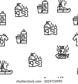 Smell Feel And Sense Vector Seamless Pattern Thin Line Illustration