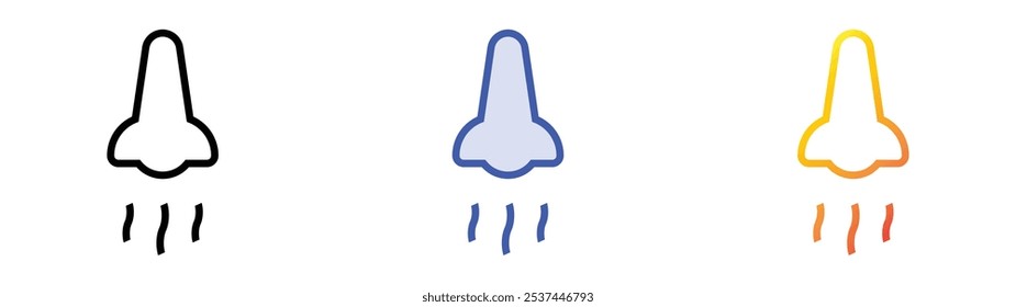 Icono de olor. Lineal, relleno azul y diseño de estilo degradado aislado sobre fondo blanco