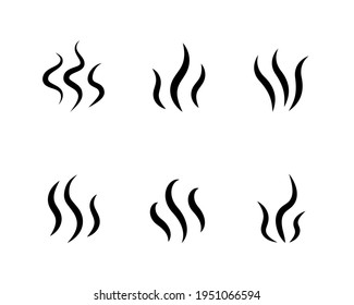 Smell icons. Cooking steam or warm aroma smell mark, steaming vapour odour symbols. moke steam silhouette icon illustration. 