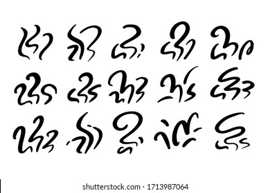 Smell icons in doodle style vector illustration symbol, logo illustration. Heat smoke, scent line