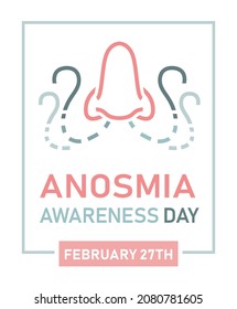 Smell loss vertical poster. Anosmia. Long-term covid effects. Editable vector illustration isolated on a white background. Medical, healthcare concept in modern outline style.