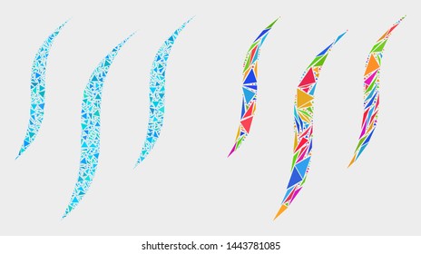 Smell mosaic icon of triangle elements which have different sizes and shapes and colors. Geometric abstract vector illustration of smell.