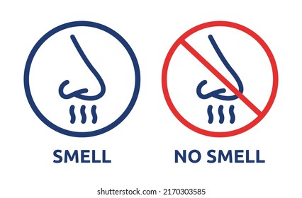 Smell and No Smell sign symbol with nose icon vector illustration.