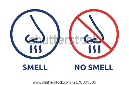 Smell and No Smell sign symbol with nose icon vector illustration. Foto d'archivio © 