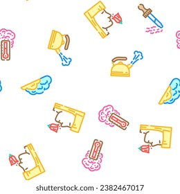 smell nose aroma odor vector seamless pattern thin line illustration