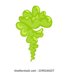 Smell odor clouds flat icon. Cartoon green toxic steam, stinky dirt breath, odor smoke isolated vector illustration. Fart and stink