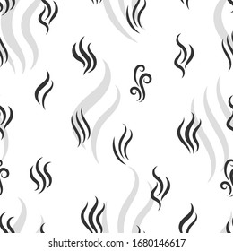 Smell pattern. Cooking or smoking steam, smelling or vapor vector seamless pattern