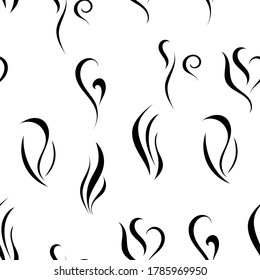 Smell pattern. Cooking or smoking steam, hot aroma, stink or cooking steam symbols, smelling or vapor vector seamless pattern
