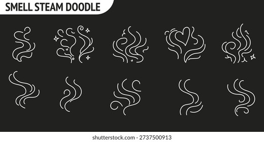 Smell steam doodle black background vapor pack