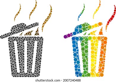 Smell trash can composition icon of circle elements in variable sizes and rainbow colored color hues. A dotted LGBT-colored smell trash can for lesbians, gays, bisexuals, and transgenders.