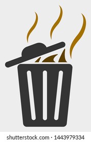 Smell Trash Can vector icon. A flat illustration design of Smell Trash Can icon on a white background.
