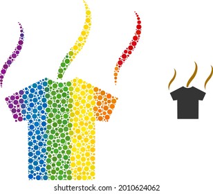 Smell t-shirt mosaic icon of circle spots in various sizes and rainbow colored shades. A dotted LGBT-colored smell t-shirt for lesbians, gays, bisexuals, and transgenders.