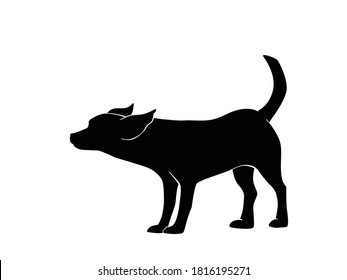 Smelling dog vector silhouette icon