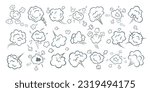 Smelling pop art comic book cartoon fart cloud flat style design vector illustration set. Bad stink or toxic aroma cartoon smoke cloud isolated on white background.